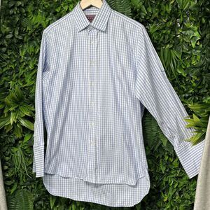 CHARLES TYRWHITT Dress Shirt Mens‎ 15 1/2 Blue Check Long Sleeve 1818